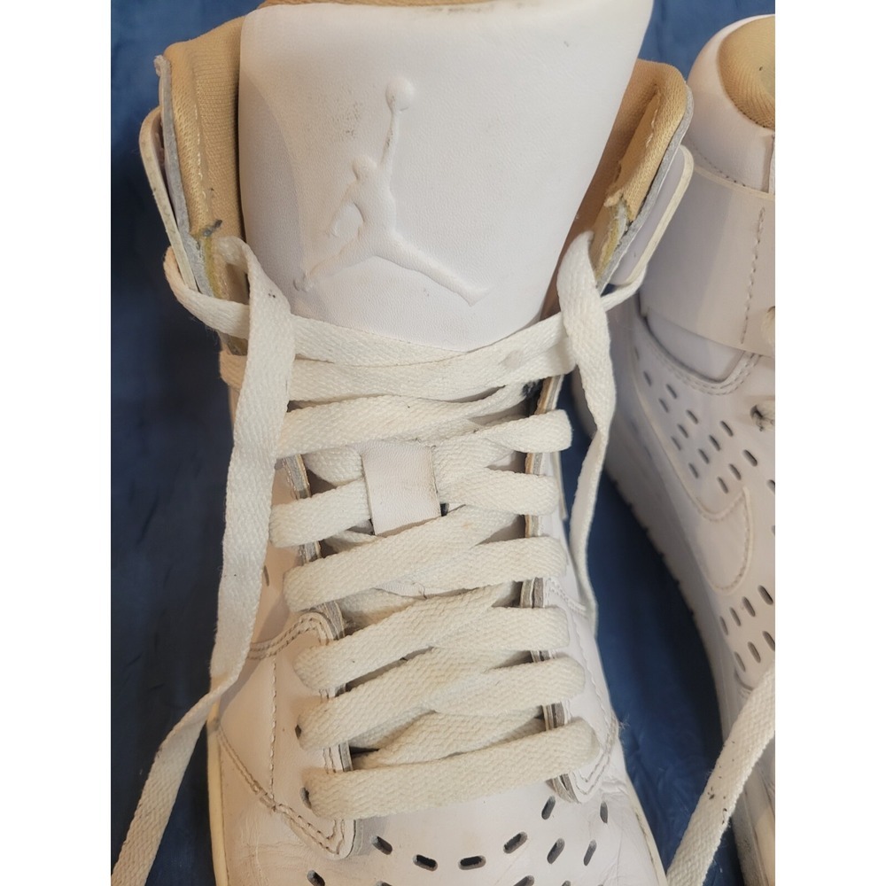 Nike Size 9.5 Air Jordan 1 Retro High White Vachetta Sneakers 845018142 - Picture 3 of 10